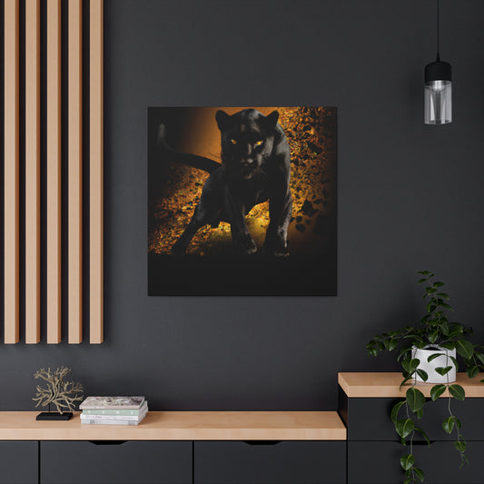 Black Panther on Gold Canvas Gallery Wraps